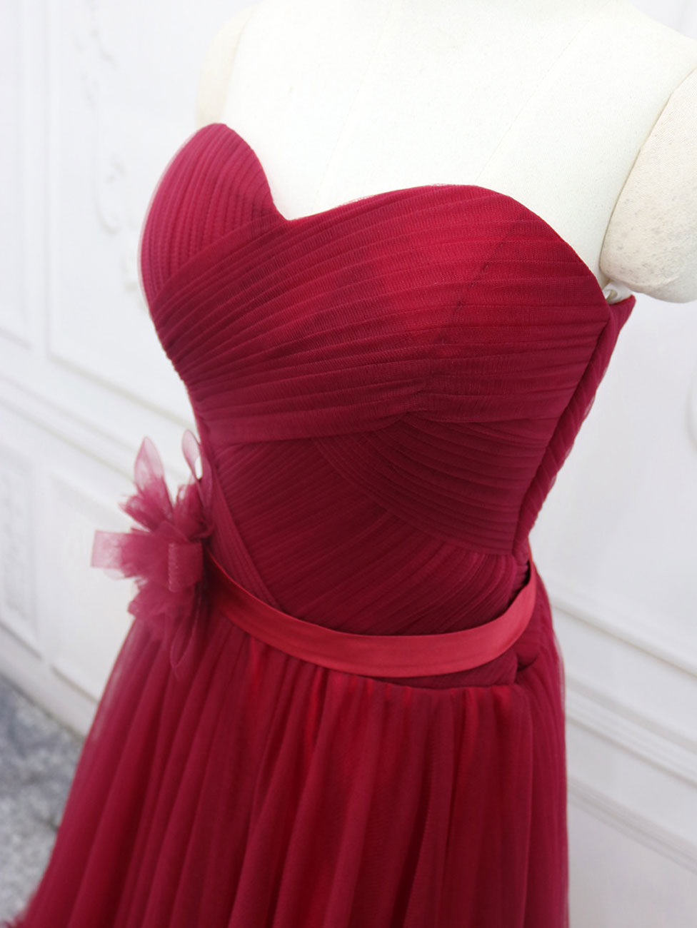 A-Line Burgundy Evening Dresses