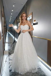 Kendall | A Line Sweetheart Sparkly Bohemian Wedding Dress Bridal Gown
