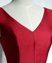 V-Neck A-line Satin Short Homecoming Dress with Lace-Up Back and Bow Detail