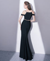 Mermaid Spaghetti Straps Floor-Length Satin Prom Dress with Two-Piece Design and Slit