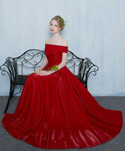 A-Line Off-the-Shoulder Floor-Length Satin Elegant Prom Dress