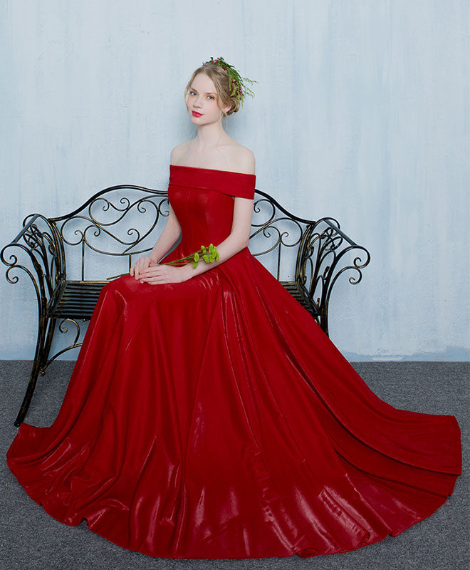 A-Line Off-the-Shoulder Floor-Length Satin Elegant Prom Dress