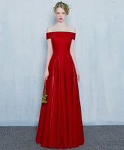 A-Line Off-the-Shoulder Floor-Length Satin Elegant Prom Dress