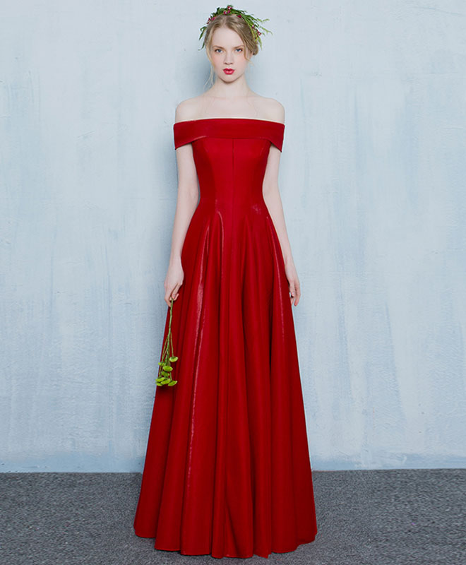 A-Line Off-the-Shoulder Floor-Length Satin Elegant Prom Dress