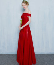 A-Line Off-the-Shoulder Floor-Length Satin Elegant Prom Dress