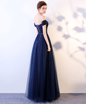 A-Line Off-the-Shoulder Floor-Length Tulle Prom Dress