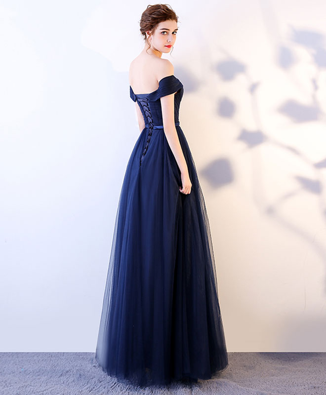 A-Line Off-the-Shoulder Floor-Length Tulle Prom Dress
