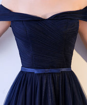 A-Line Off-the-Shoulder Floor-Length Tulle Prom Dress
