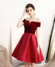 Off-the-Shoulder A-line Short Velvet & Satin Homecoming Dress