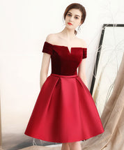 Off-the-Shoulder A-line Short Velvet & Satin Homecoming Dress