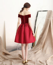 Off-the-Shoulder A-line Short Velvet & Satin Homecoming Dress