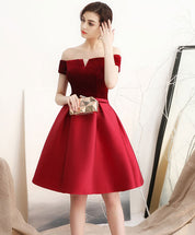 Off-the-Shoulder A-line Short Velvet & Satin Homecoming Dress