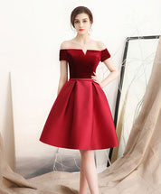 Off-the-Shoulder A-line Short Velvet & Satin Homecoming Dress
