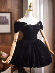 Sweet Off-the-Shoulder Velvet Homecoming Dress