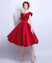 A-Line Off-the-Shoulder Knee-Length Satin Homecoming Dress with Structured Bodice