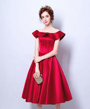 A-Line Off-the-Shoulder Knee-Length Satin Homecoming Dress with Structured Bodice