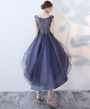 A-Line Scoop Neck High-Low Tulle Dress with Lace Appliqué Homecoming Dress