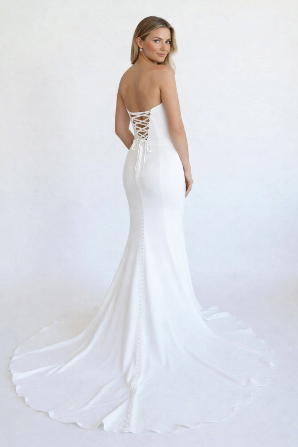Trumpet/Mermaid V-Neck Satin Sweep Train Wedding Dress
