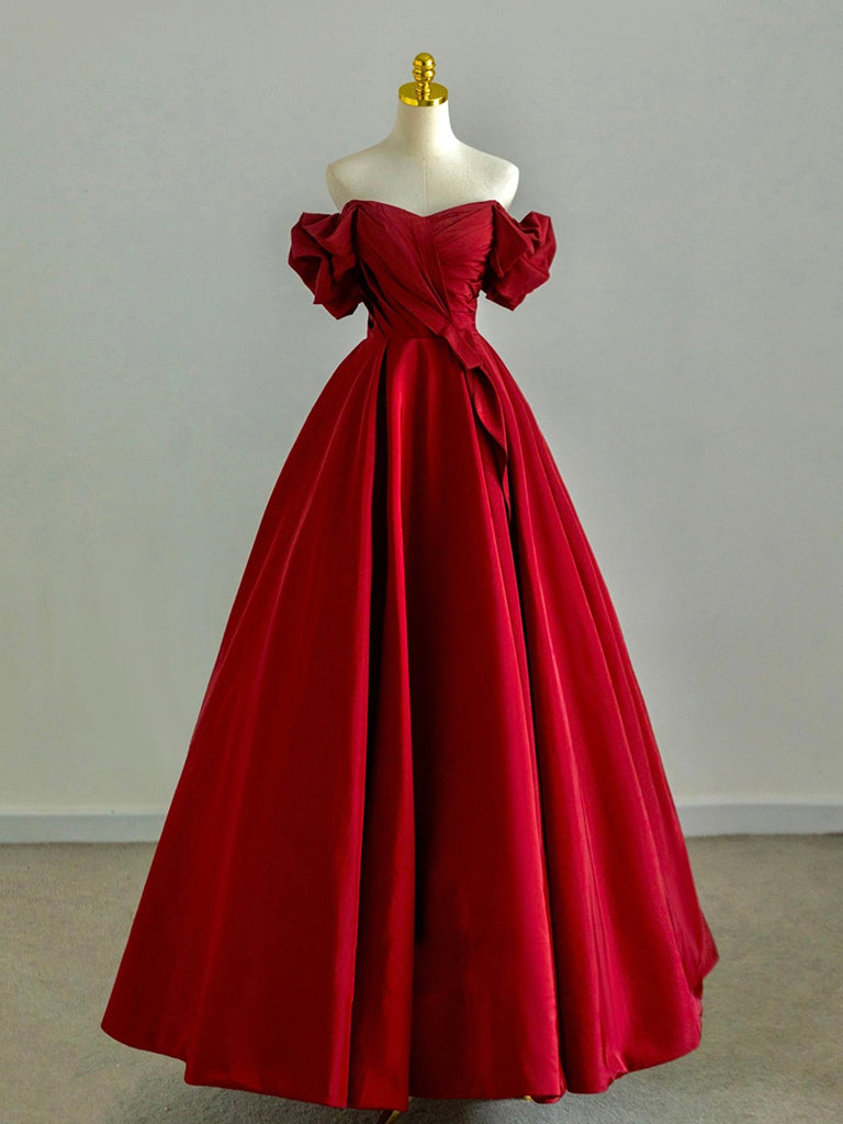 Ball Gown Off-the-Shoulder Floor-Length Satin Prom Dress