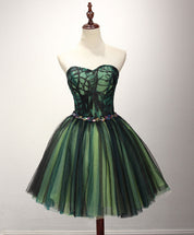 A-line Sweetheart Strapless Short Tulle Homecoming Dress with Embellished Waist