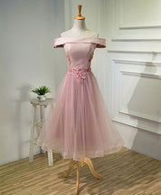 Off-the-Shoulder Floral Embroidered Tulle A-Line Prom Dress