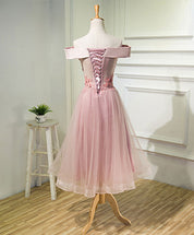 Off-the-Shoulder Floral Embroidered Tulle A-Line Prom Dress