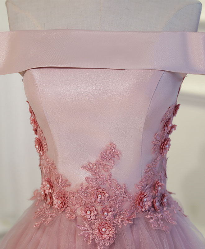 Off-the-Shoulder Floral Embroidered Tulle A-Line Prom Dress