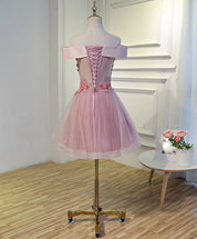 Off-the-Shoulder Floral Embroidered A-line Tulle Homecoming Dress