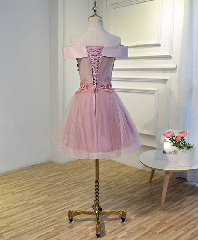 Off-the-Shoulder Floral Embroidered A-line Tulle Homecoming Dress