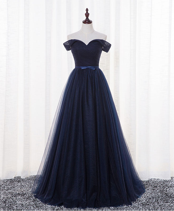 Off-the-Shoulder Ball Gown Tulle Floor-Length Prom Dress with Lace Up Back and Satin Belt