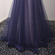 A-Line V-Neck Floor-Length Tulle Prom Dress with Sheer Flutter Sleeves