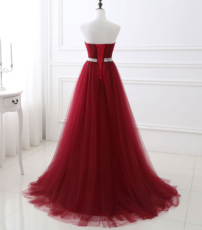A-line Cowl Neck Floor-Length Tulle & Beaded Prom Dress with Lace-Up Back Prom Dress