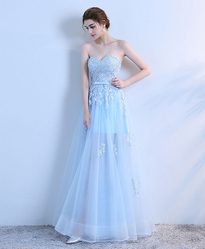 A-Line Sweetheart Floor-Length Tulle & Lace Prom Dress