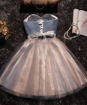 Strapless Sweetheart Tulle Short Homecoming Dress With Beaded Waistband & Lace-Up Back