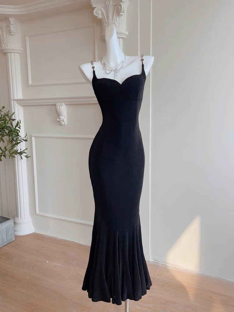 Simple Mermaid Black Long Party Dress, Black Evening Dress