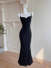 Simple Mermaid Black Long Party Dress, Black Evening Dress