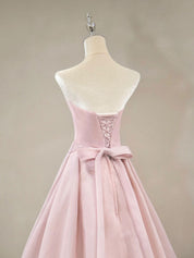 A-Line Sweetheart Floor-Length Blush Chiffon Prom Dress with Cross-Pleated Bodice