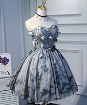 Strapless Floral Embroidered A-line Tulle Homecoming Dress