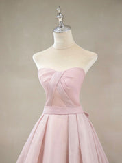 A-Line Sweetheart Floor-Length Blush Chiffon Prom Dress with Cross-Pleated Bodice
