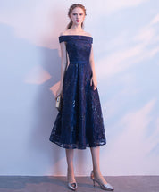 A-Line Off-the-Shoulder Knee-Length Tulle & Sequin Homecoming Dress