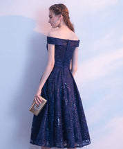 A-Line Off-the-Shoulder Knee-Length Tulle & Sequin Homecoming Dress