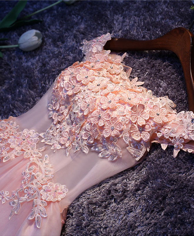 A-Line Off-the-Shoulder Short Tulle & Lace Floral Appliqué Homecoming Dress