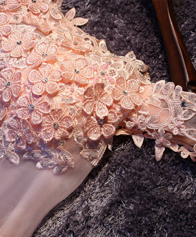 A-Line Off-the-Shoulder Short Tulle & Lace Floral Appliqué Homecoming Dress