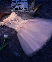 A-Line Off-the-Shoulder Short Tulle & Lace Floral Appliqué Homecoming Dress