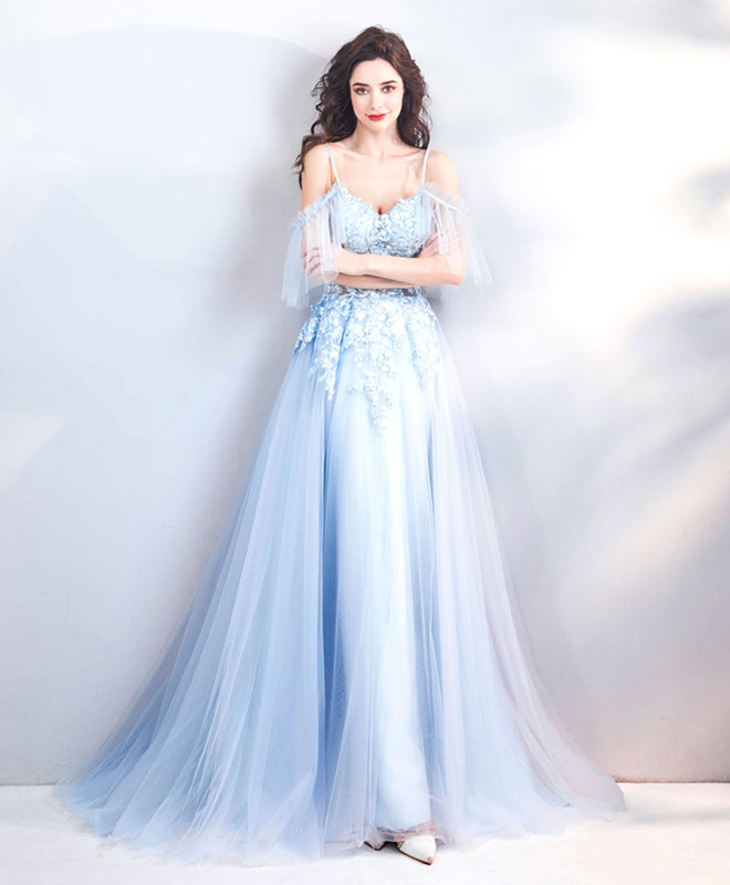 A-Line Sweetheart Floor-Length Tulle Lace Prom Dress with Cold-Shoulder Sheer Sleeves