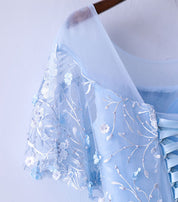 A-line Scoop Neck Floor-Length Tulle & Lace Prom Dress with Lace-Up Back